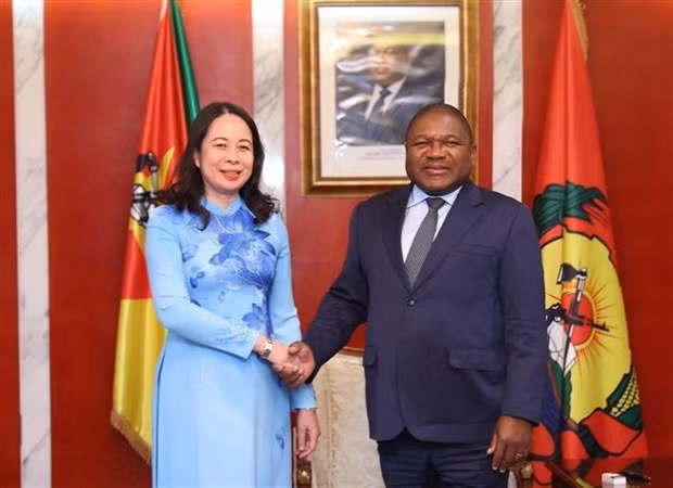 Vo Thi Anh Xuan, vicepresidenta de Vietnam y el presidente de Mozambique, Filipe Nyusi (Fotografía: VNA)