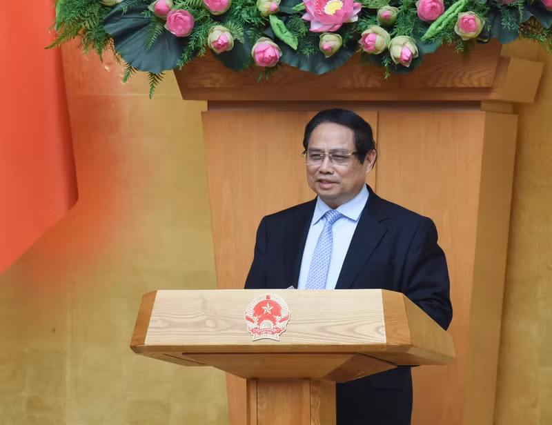 El primer ministro Pham Minh Chinh habla en el evento (Foto: Nhan Dan)