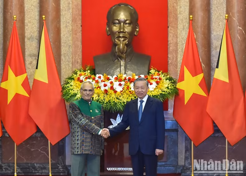 El presidente de Vietnam, To Lam, y su homólogo timorense, José Ramos-Horta.