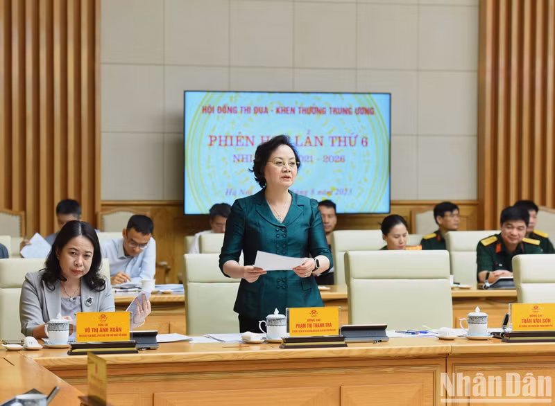 Habla Pham Thi Thanh Tra, ministra del Interior y vicepresidenta permanente del Consejo.