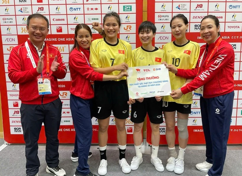 Photo: es.nhandan.vn Vietnam wins women's sepak takraw gold at ASIAD 2026