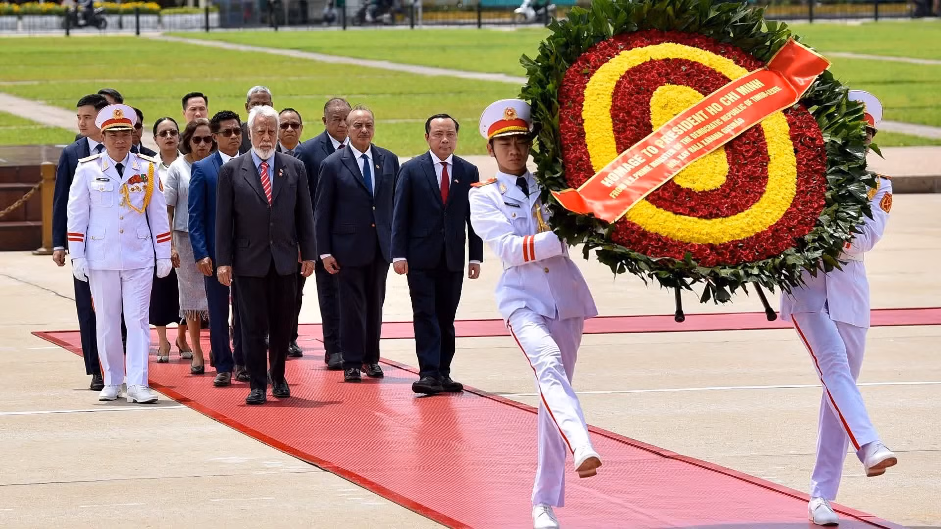 El primer ministro de Timor Oriental, Kay Rala Xanana Gusmão, en el acto de homenaje al Presidente Ho Chi Minh.