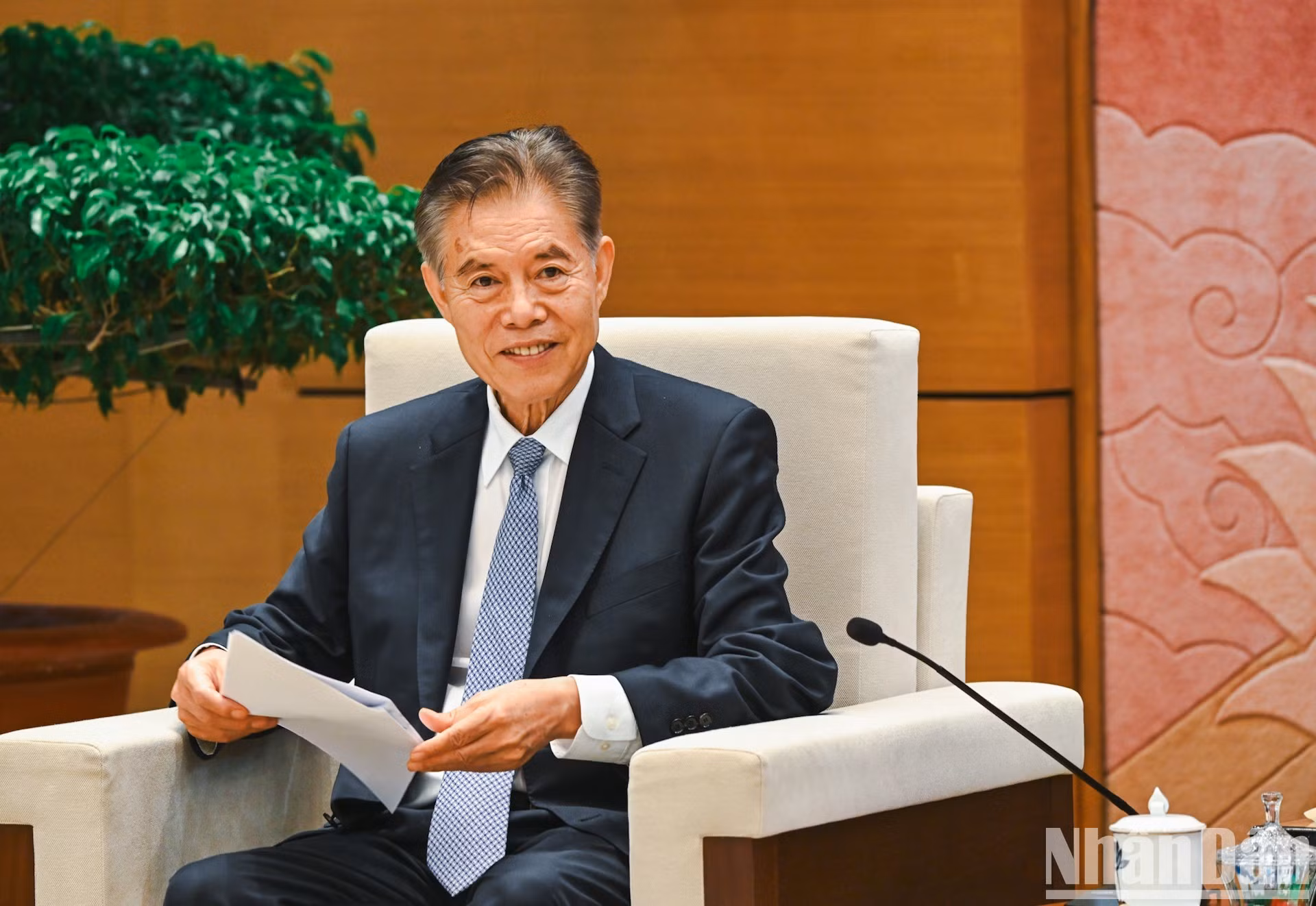 El jefe del Comité de Asuntos Financieros y Económicos de la Asamblea Popular Nacional de China, Zhong Shan, en su intervención.