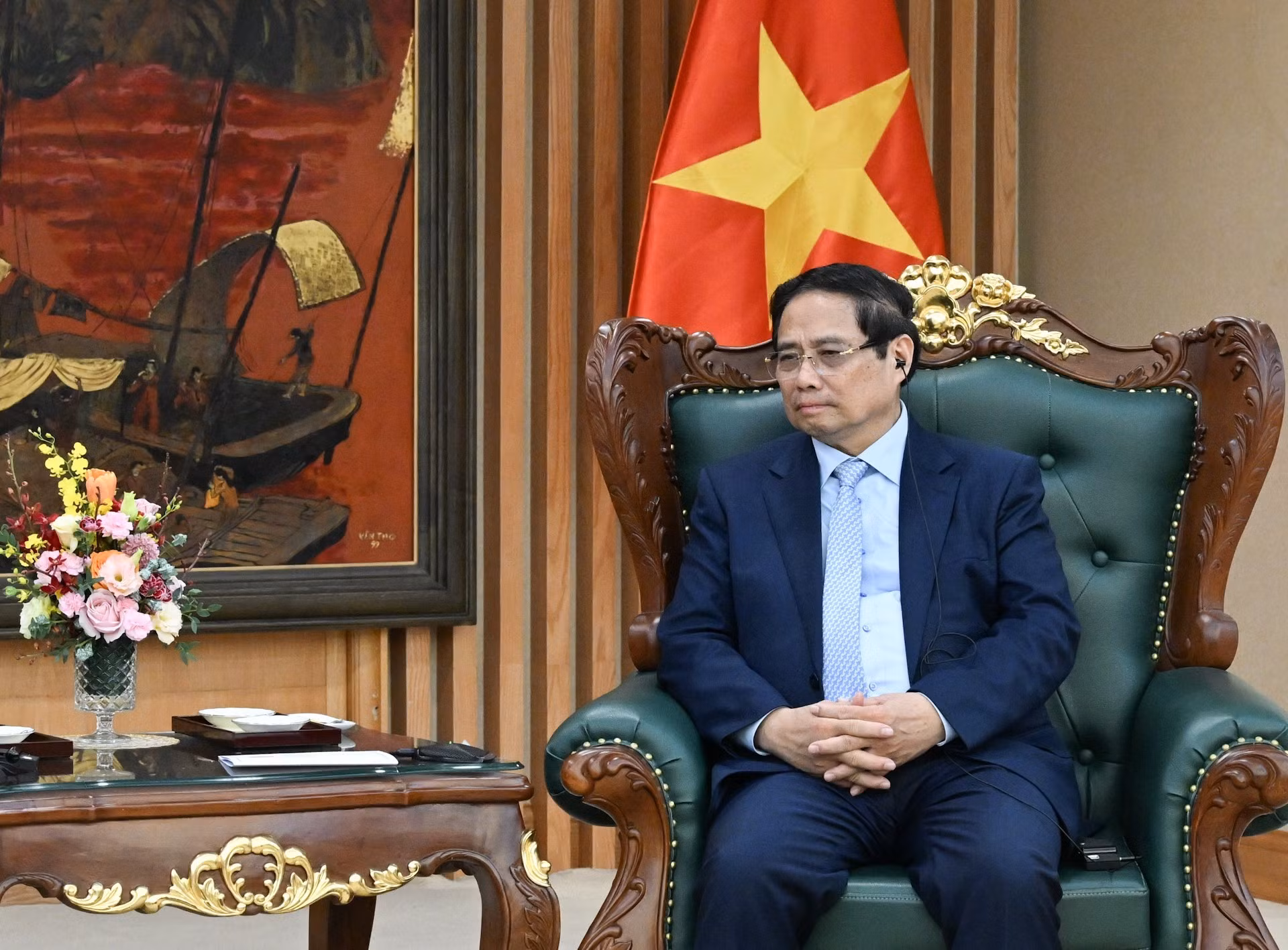 El premier Pham Minh Chinh habla en la cita.