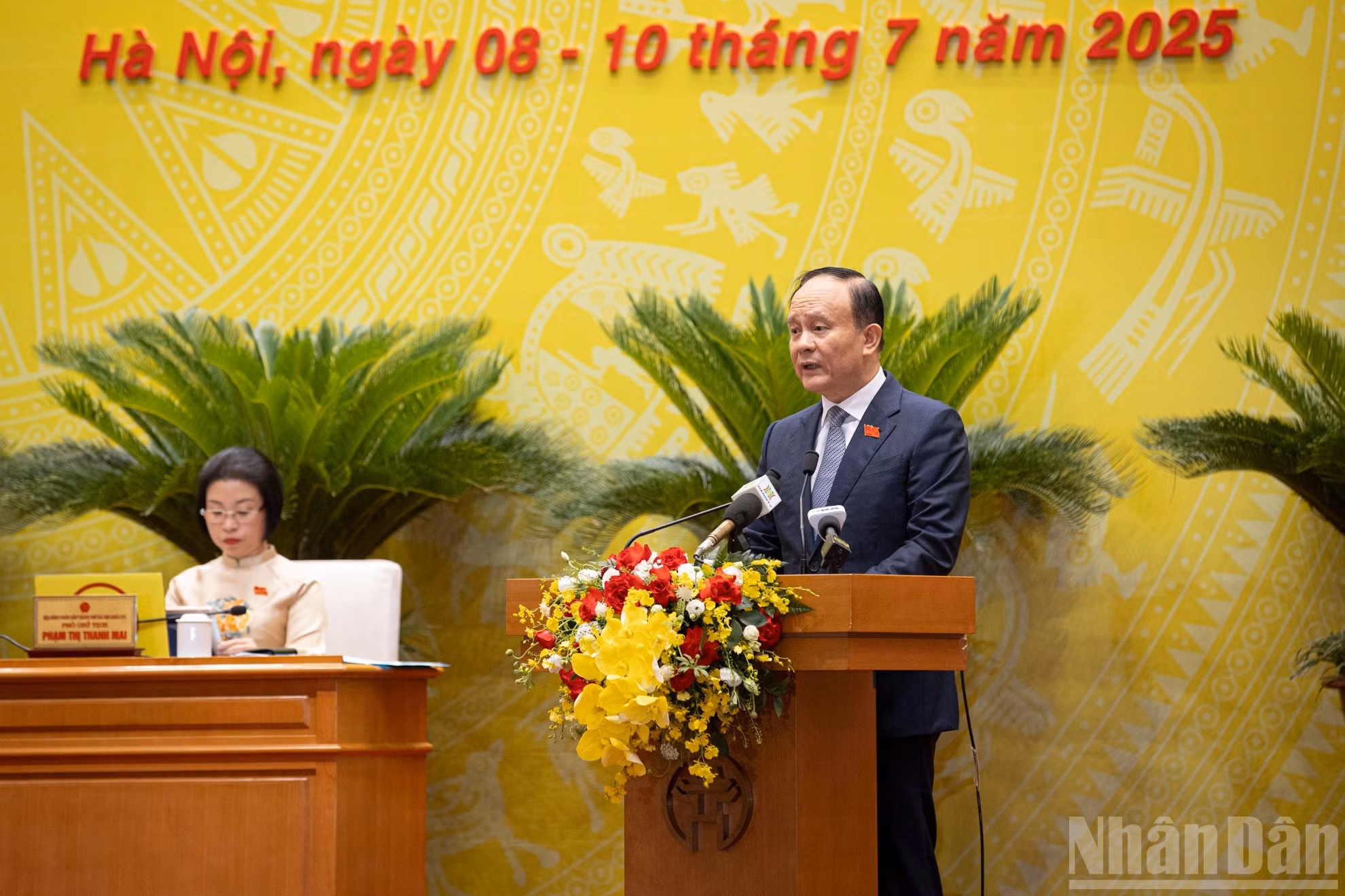 El presidente del Consejo Popular de Hanói, Nguyen Ngoc Tuan, en su intervención.