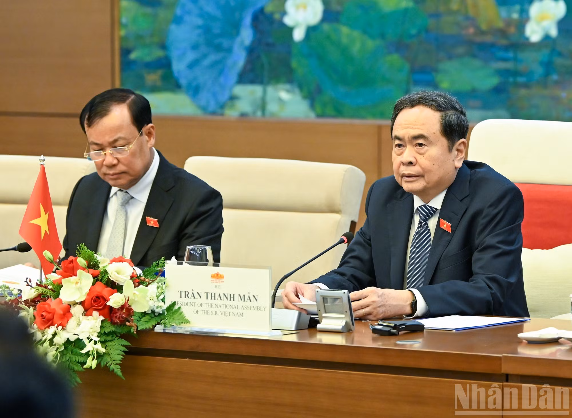 El presidente de la Asamblea Nacional de Vietnam, Tran Thanh Man, en su intervención.