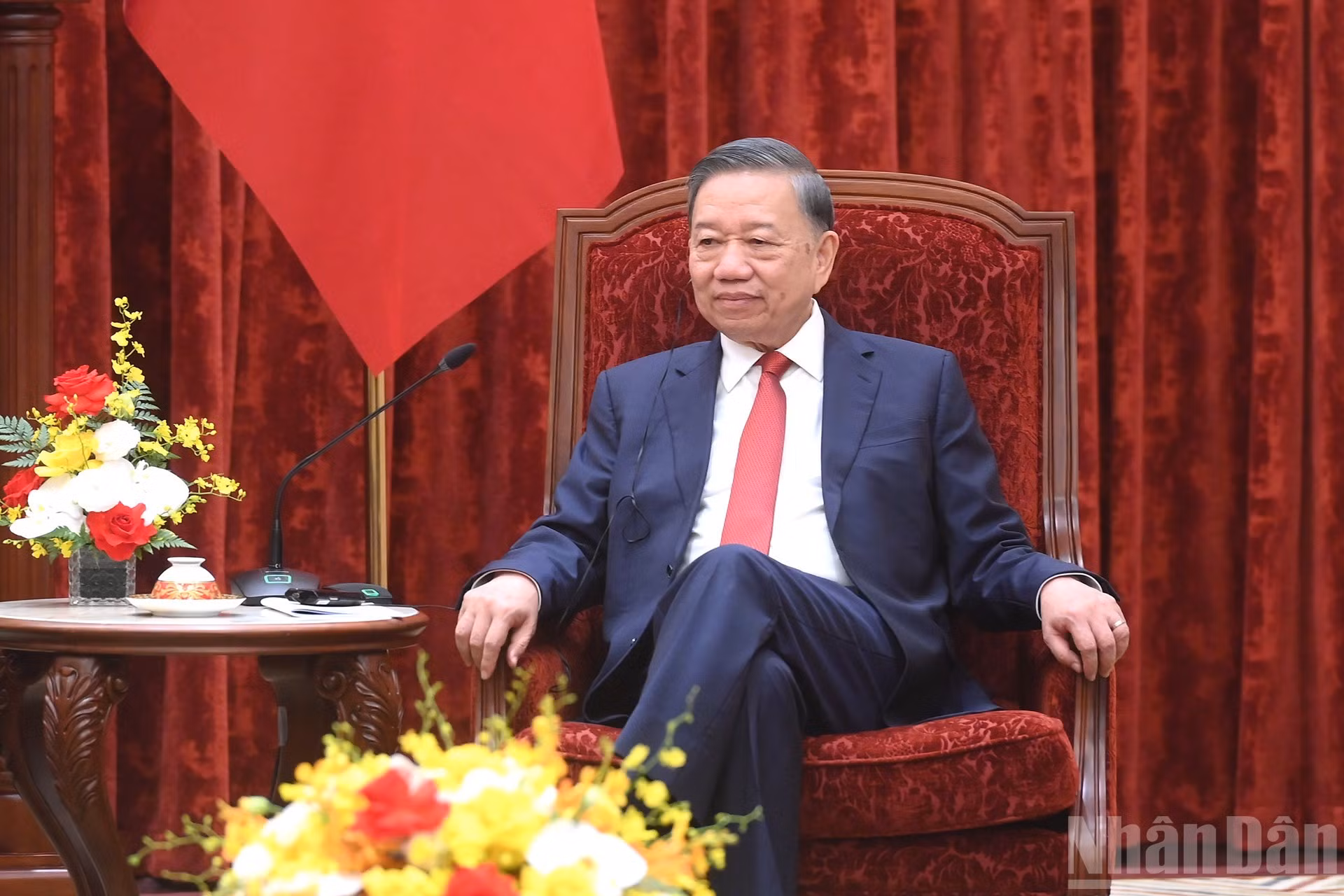 El secretario general del Partido Comunista y presidente de Vietnam, To Lam, en la reunión.