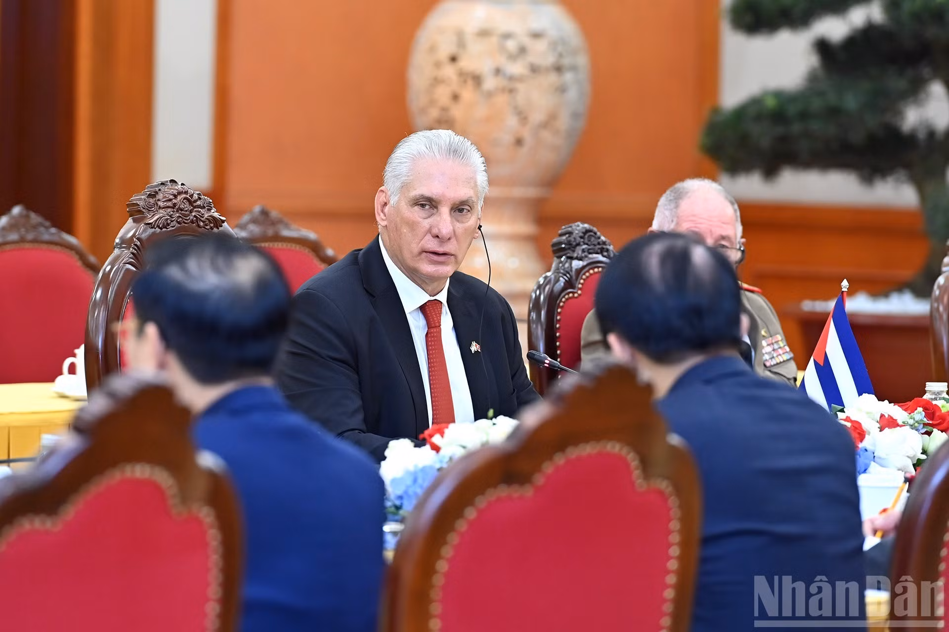 El primer secretario del Comité Central del Partido Comunista de Cuba y presidente de la República, Miguel Díaz-Canel Bermúdez, en su intervención.