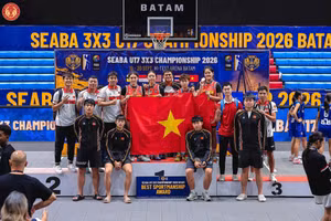 La selección femenina sub-17 de Vietnam gana la medalla de bronce en el Campeonato SEABA U17 de baloncesto 3x3 del Sudeste Asiático 2026. (Foto: Federación de Baloncesto de Vietnam).