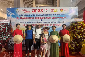 Ceremonia de bienvenida de turistas rusos a Phu Quoc (Foto: VNA)