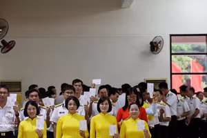 Votantes de la zona especial de Truong Sa participan en la jornada electoral nacional. (Fuente: VNA)