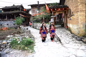 Casas en la aldea de turismo comunitario de Lo Lo Chai (Tuyen Quang). (Foto: VNA)