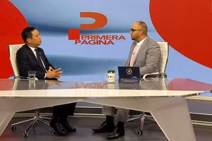 El embajador Vu Trung My concedió una entrevista en directo a la cadena de televisión Globovisión, en el programa “En la mañana”. (Foto: Embajada de Vietnam en Venezuela)
