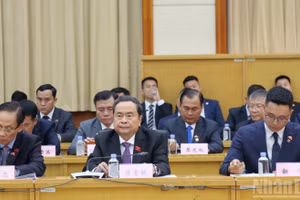 El presidente de la Asamblea Nacional de Vietnam, Tran Thanh Man, asiste al seminario de intercambio de experiencias con la Asamblea Popular Municipal de Pekín. (Foto: Nhan Dan)