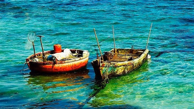 El verdor del musgo mezclado con el color del agua de mar en la isla de Ly Son, en la central provincia de Quang Ngai.