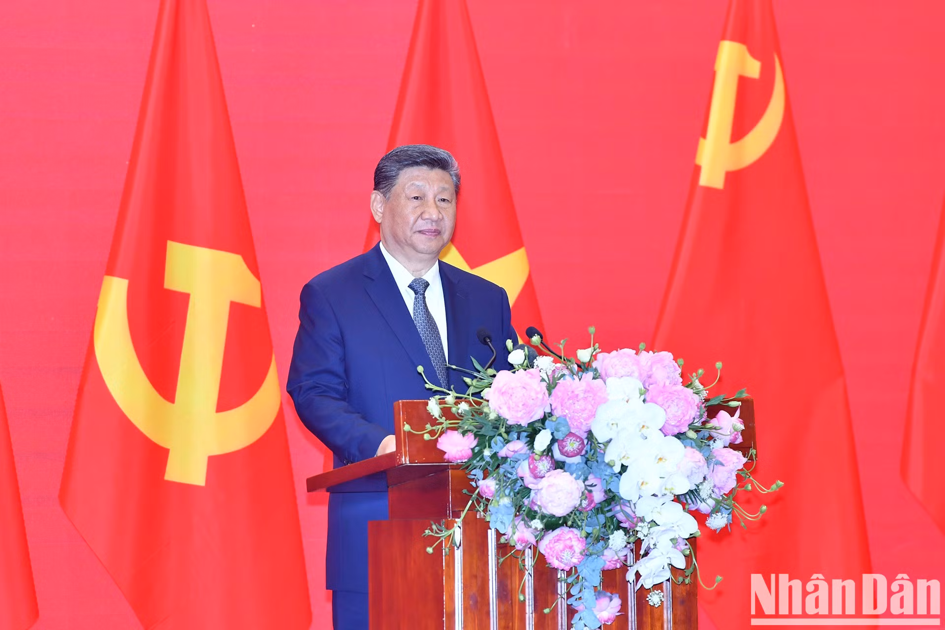 El secretario general del Partido Comunista de China y presidente de ese país, Xi Jinping, interviene en el evento.