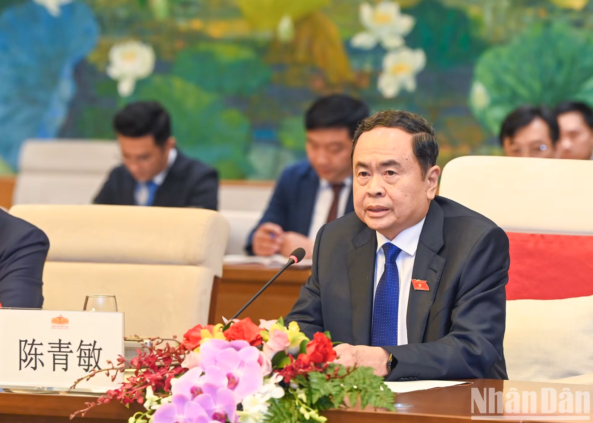 El presidente de la ANV, Tran Thanh Man, habla en la reunión.