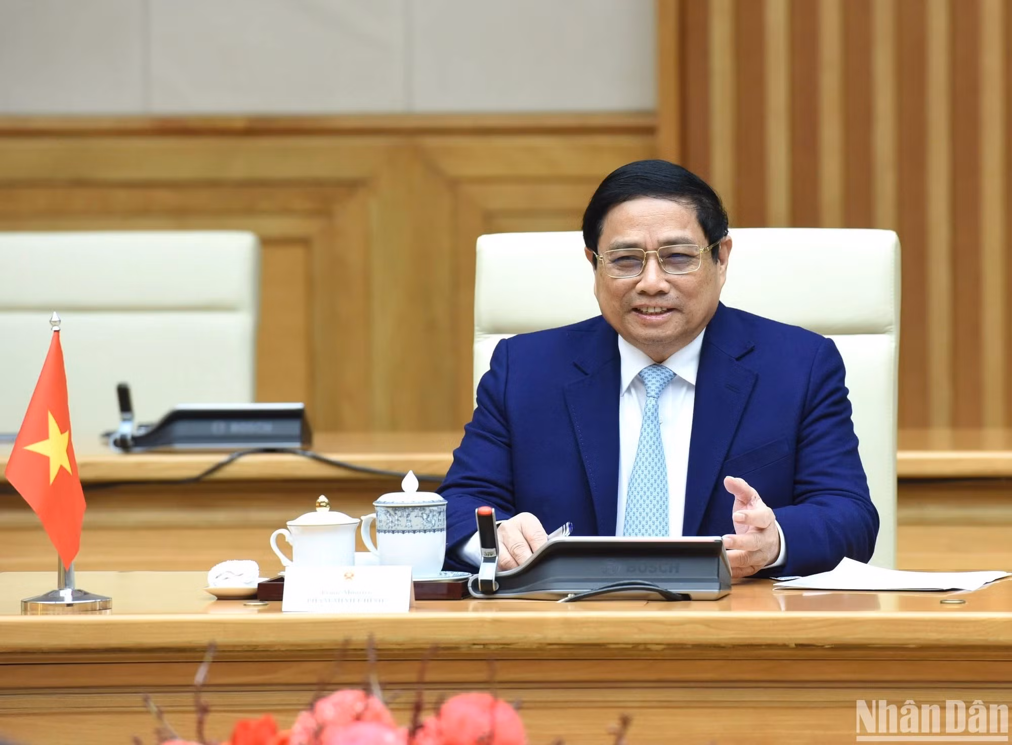 El primer ministro Pham Minh Chinh habla en la cita. El primer ministro Pham Minh Chinh habla en la cita.