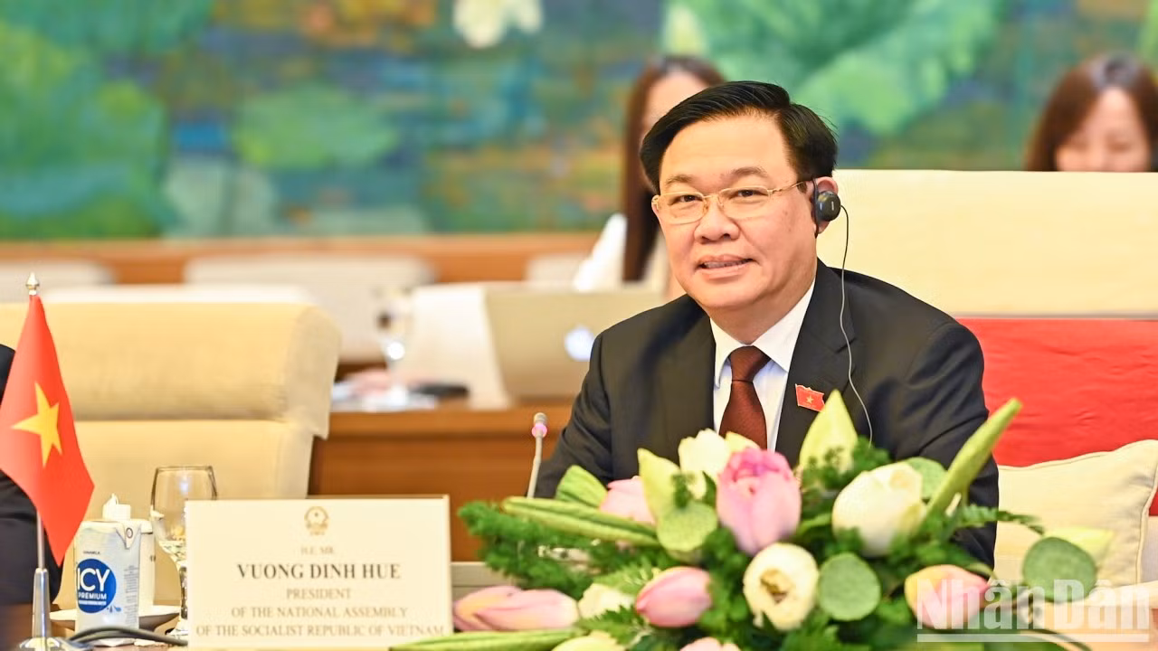 Dinh Hue habla en la reunión.