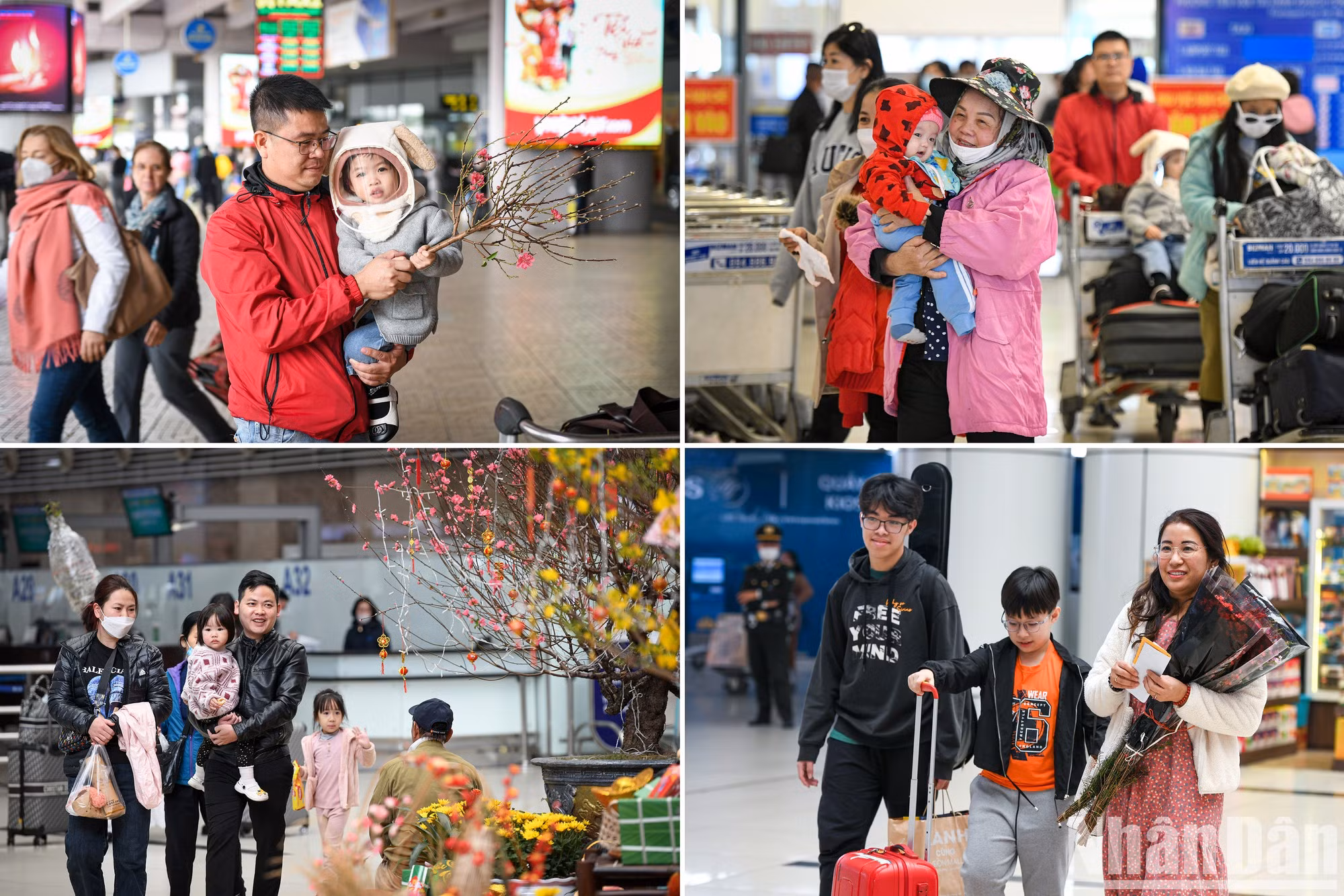 Imágenes de familias felices por regresar a su tierra natal para celebrar el Tet.