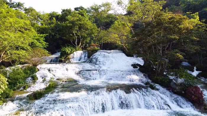 La cascada de Dang Mo se encuentra cerca de la autopista 279, por lo que los excursionistas pueden visitarla cómodamente. La cascada de Dang Mo se encuentra cerca de la autopista 279, por lo que los excursionistas pueden visitarla cómodamente.