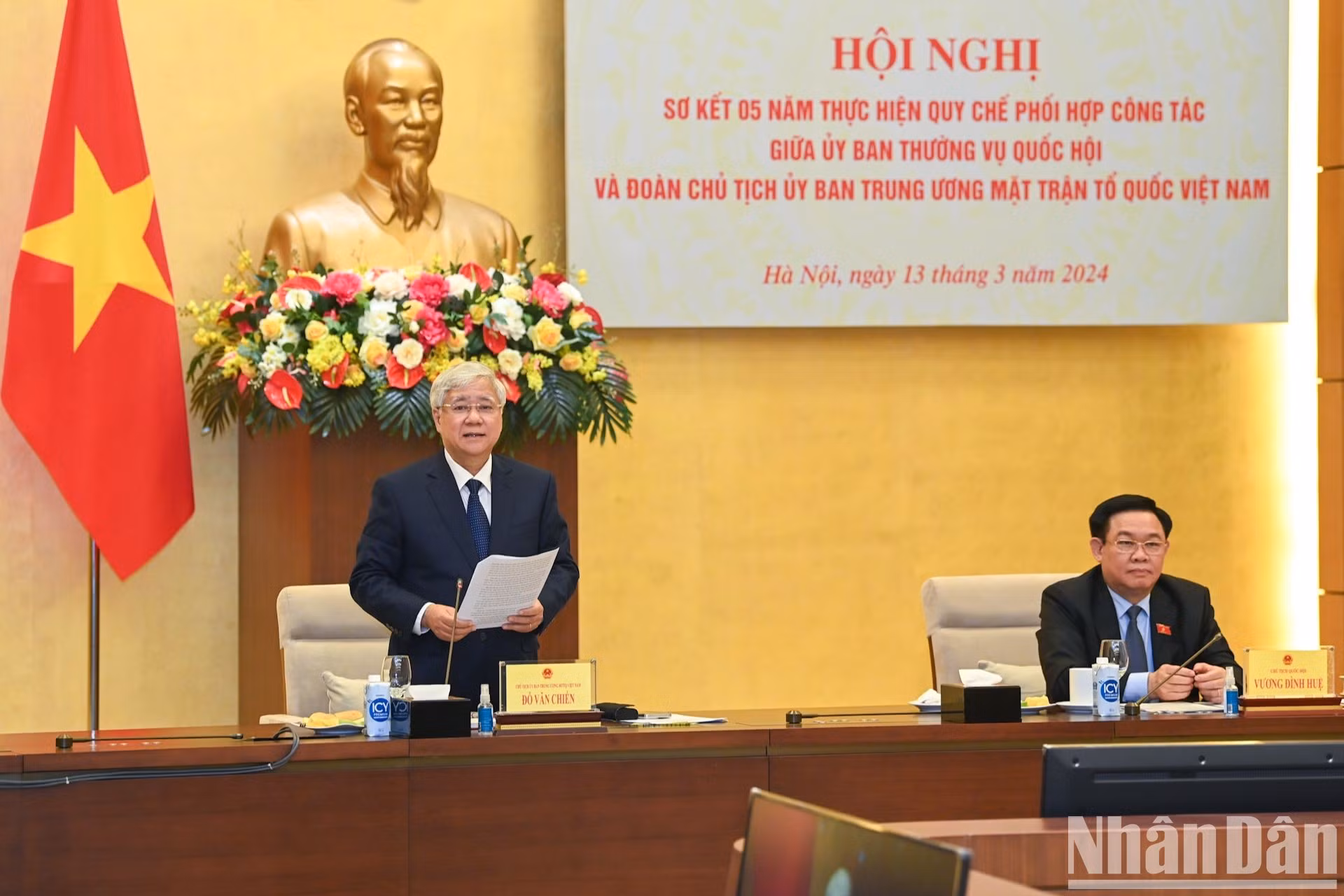 Interviene Do Van Chien, presidente del Comité Central del Frente de la Patria de Vietnam.