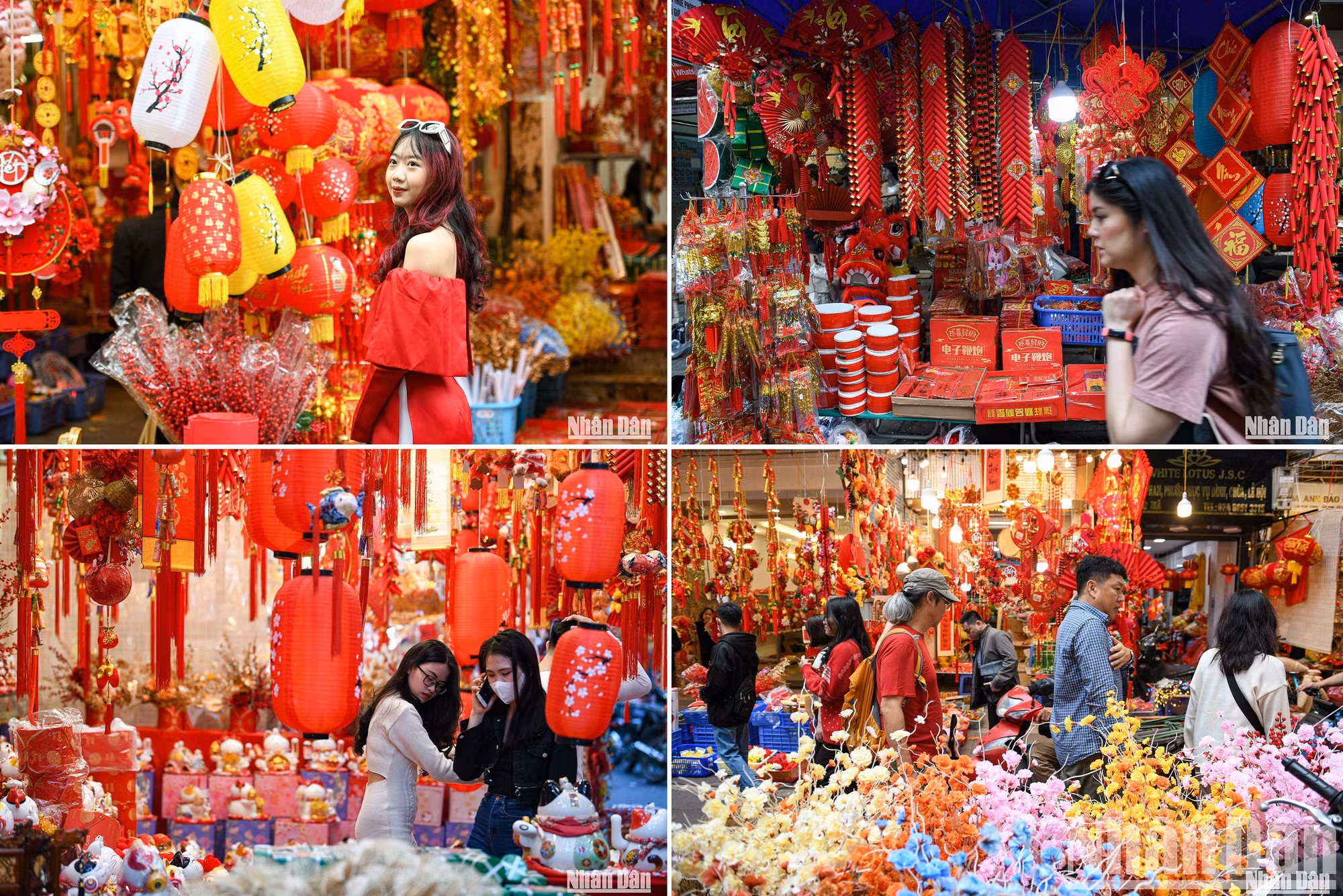 Calle de Hang Ma brilla en color rojo por el Tet.