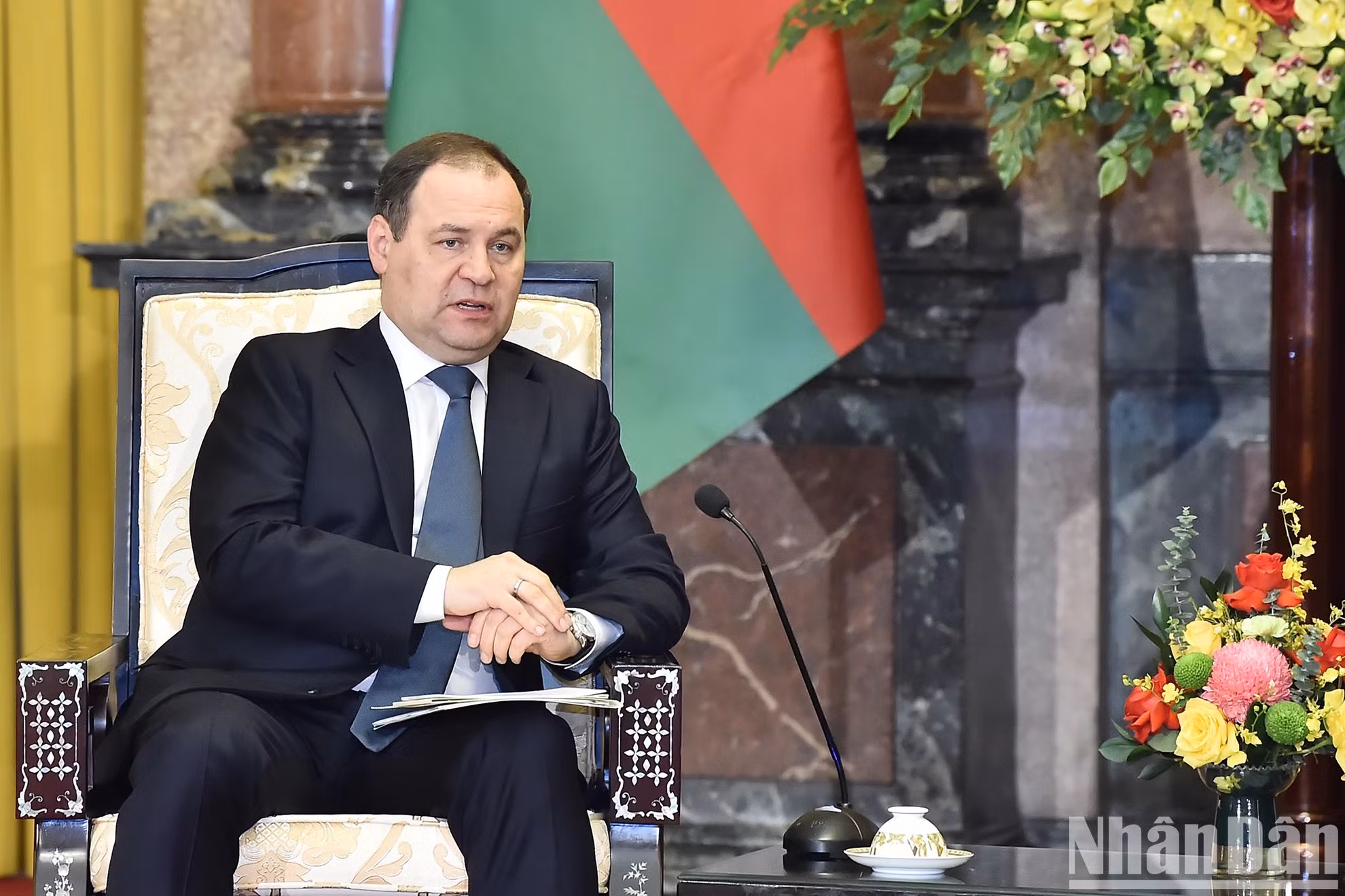 El primer ministro bielorruso interviene en la reunión. El primer ministro bielorruso interviene en la reunión.