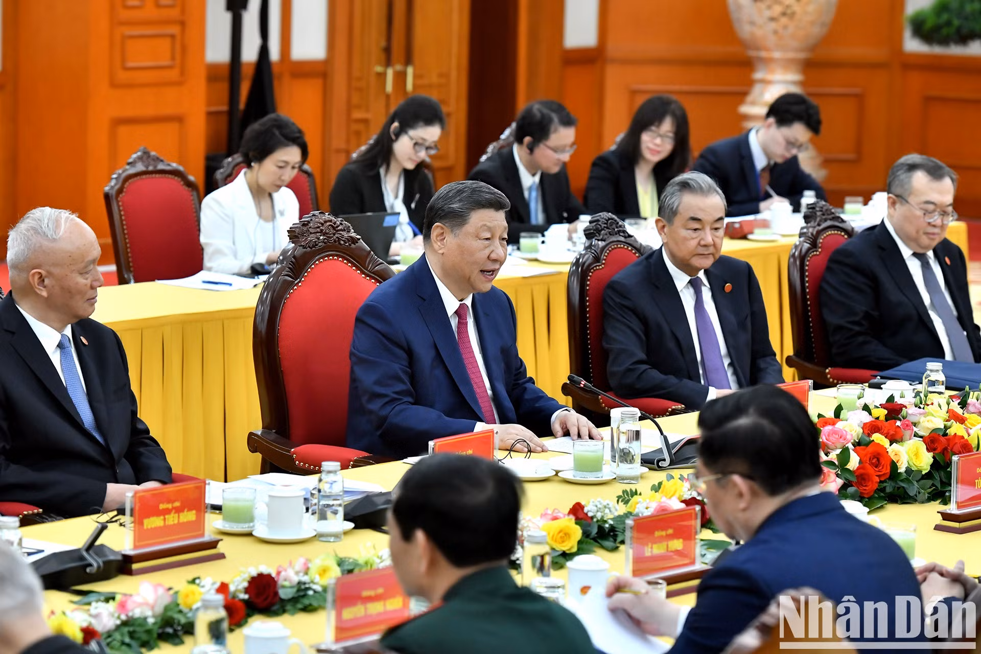 El secretario general del Partido Comunista y presidente de China, Xi Jinping, da palabras.