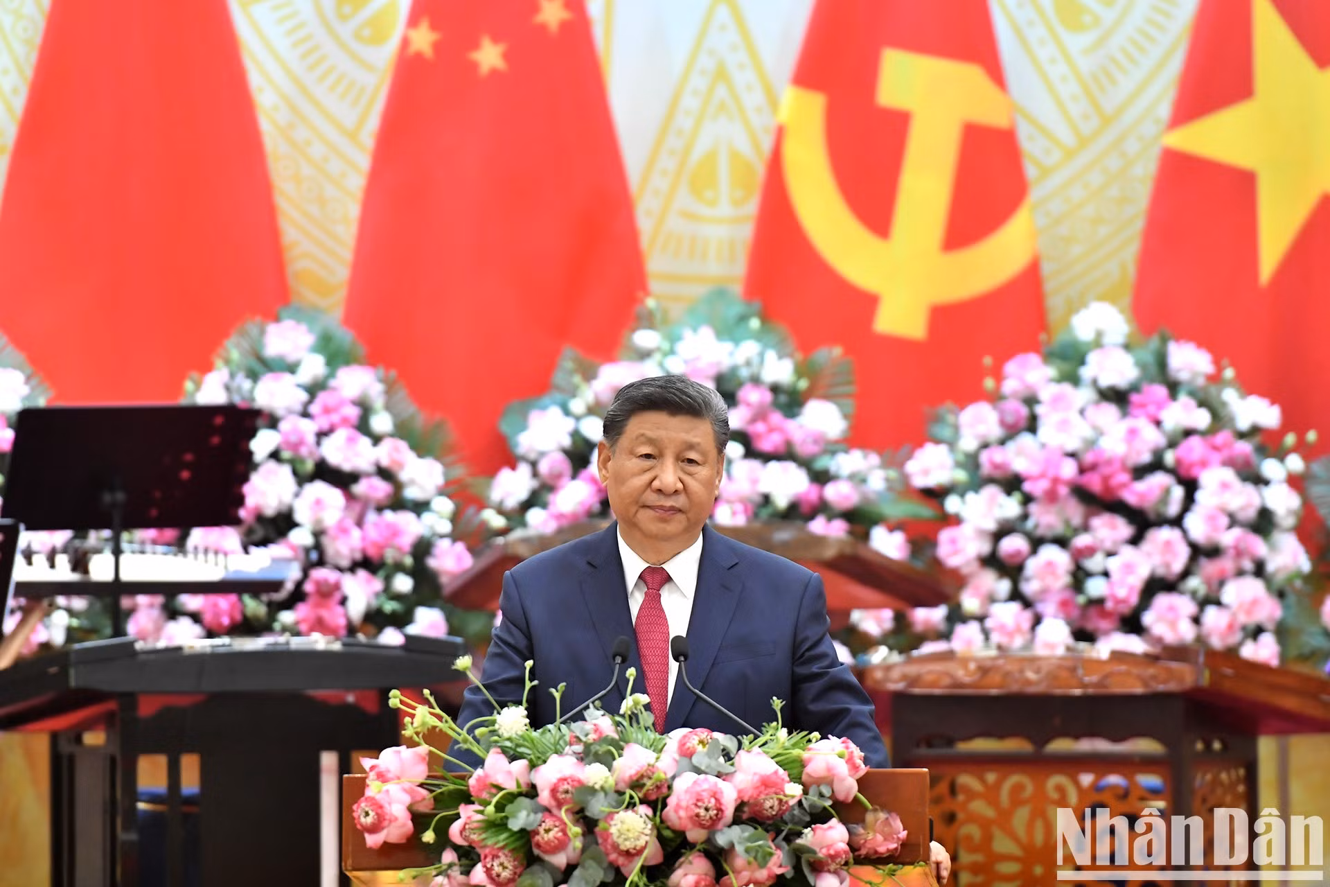 El secretario general del Partido Comunista de China y presidente del país, Xi Jinping, toma la palabra.