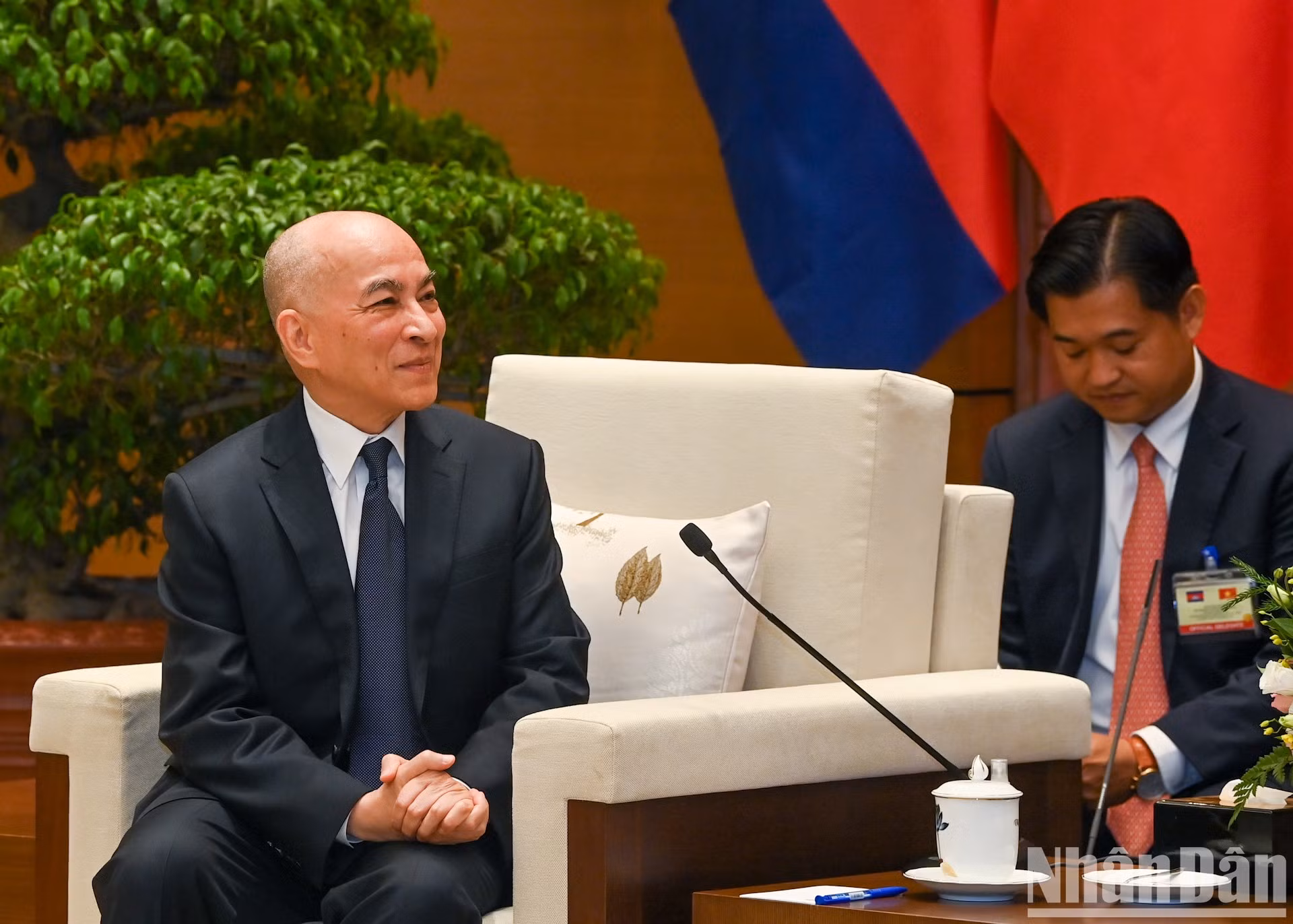 El rey camboyano Norodom Sihamoni en la reunión.