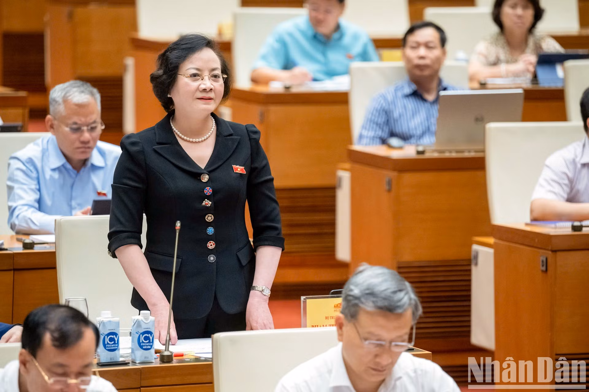 La ministra del Interior, Pham Thi Thanh Tra, en la sesión.