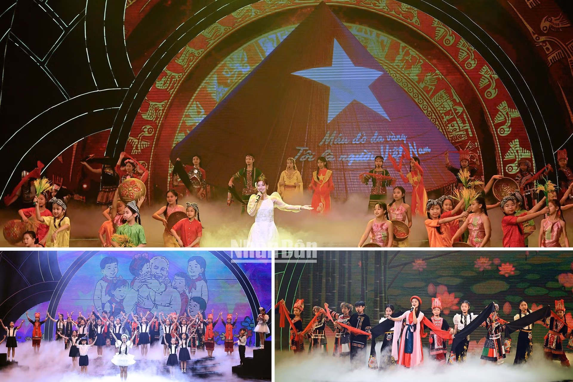 Las actuaciones artísticas en el programa giran en torno a los niños de las 54 nacionalidades vietnamitas.