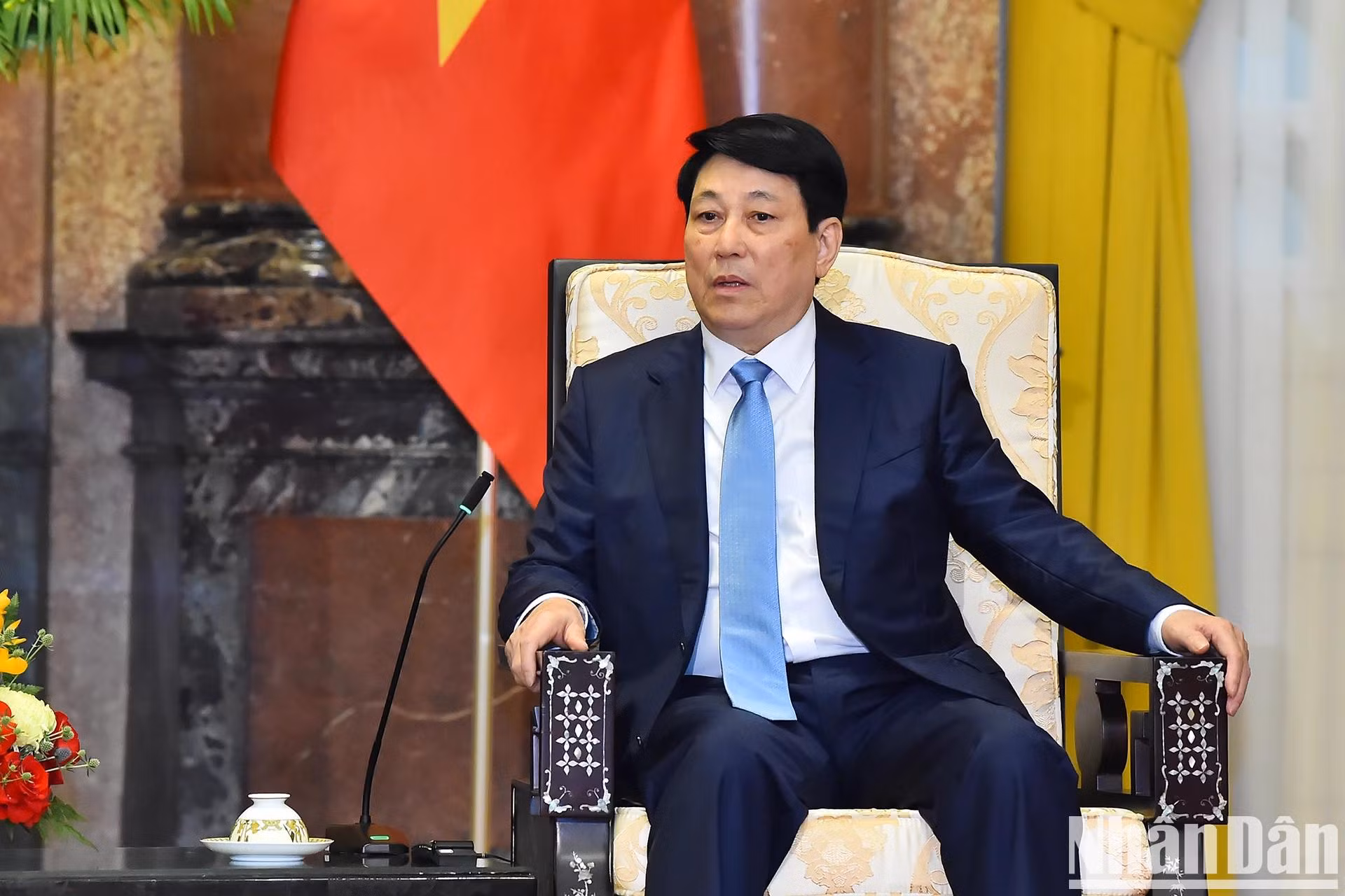 El jefe de Estado vietnamita da palabras.