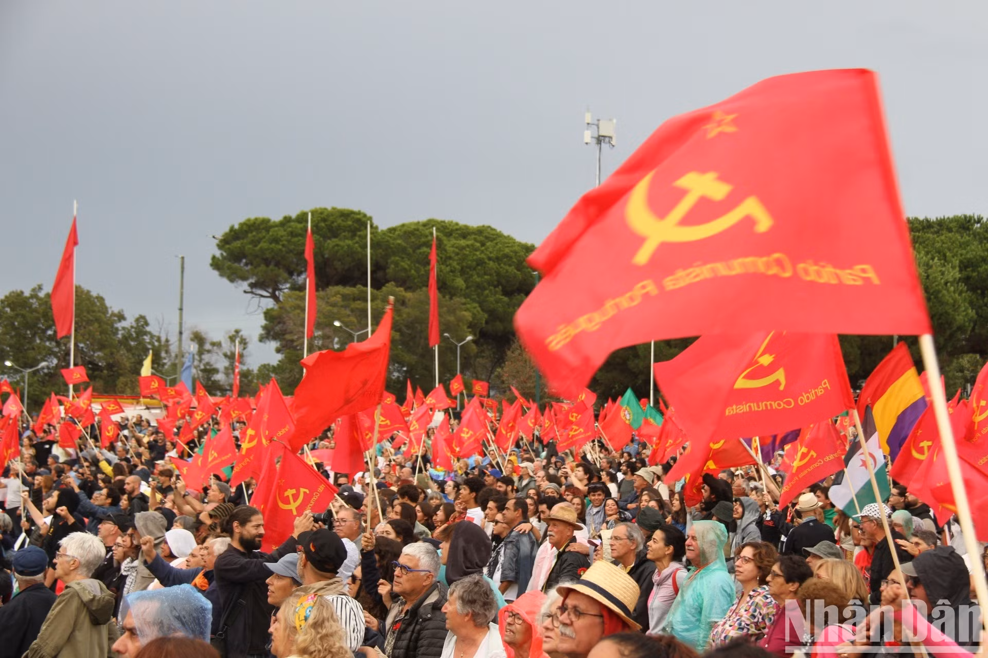 Una de las actividades más esperadas fue una manifestación multitudinaria al final del tercer día del festival. Decenas de miles de participantes, entre locales y más de 50 delegaciones internacionales, formaron un bloque solidario y enlazaron sus brazos para entonar los himnos del Partido, La Internacional y la canción del Festival (Carvalhesa).