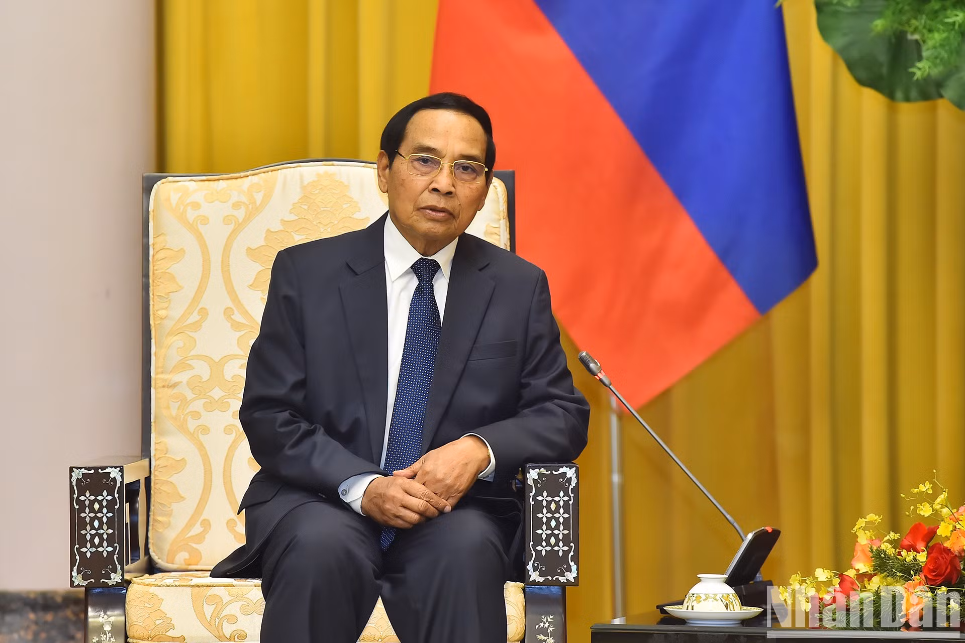 El miembro permanente del Secretariado del Comité Central del PPRL y vicepresidente de Laos en su intervención.