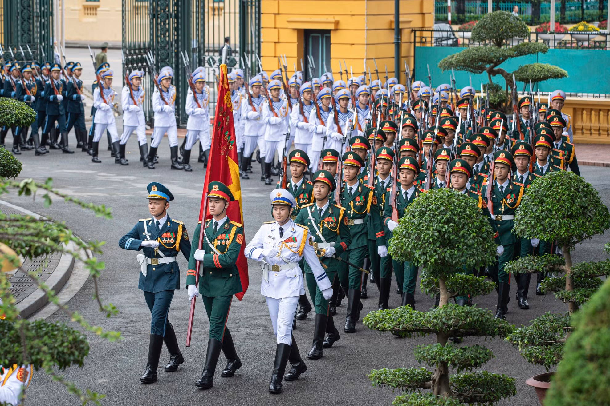 La banda militar del Ejército Popular de Vietnam en el acto.