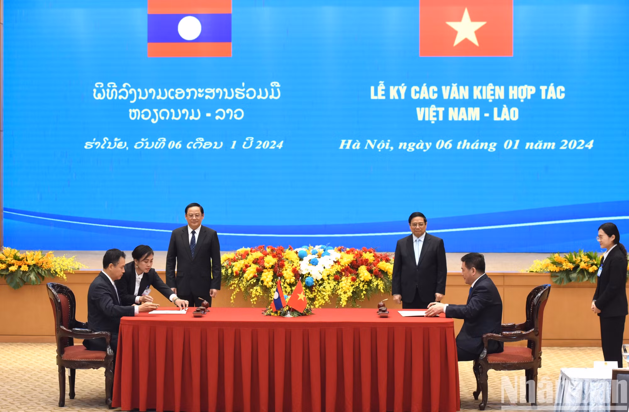 [Foto] Premieres de Vietnam y Laos presencia firma de documentos de cooperación