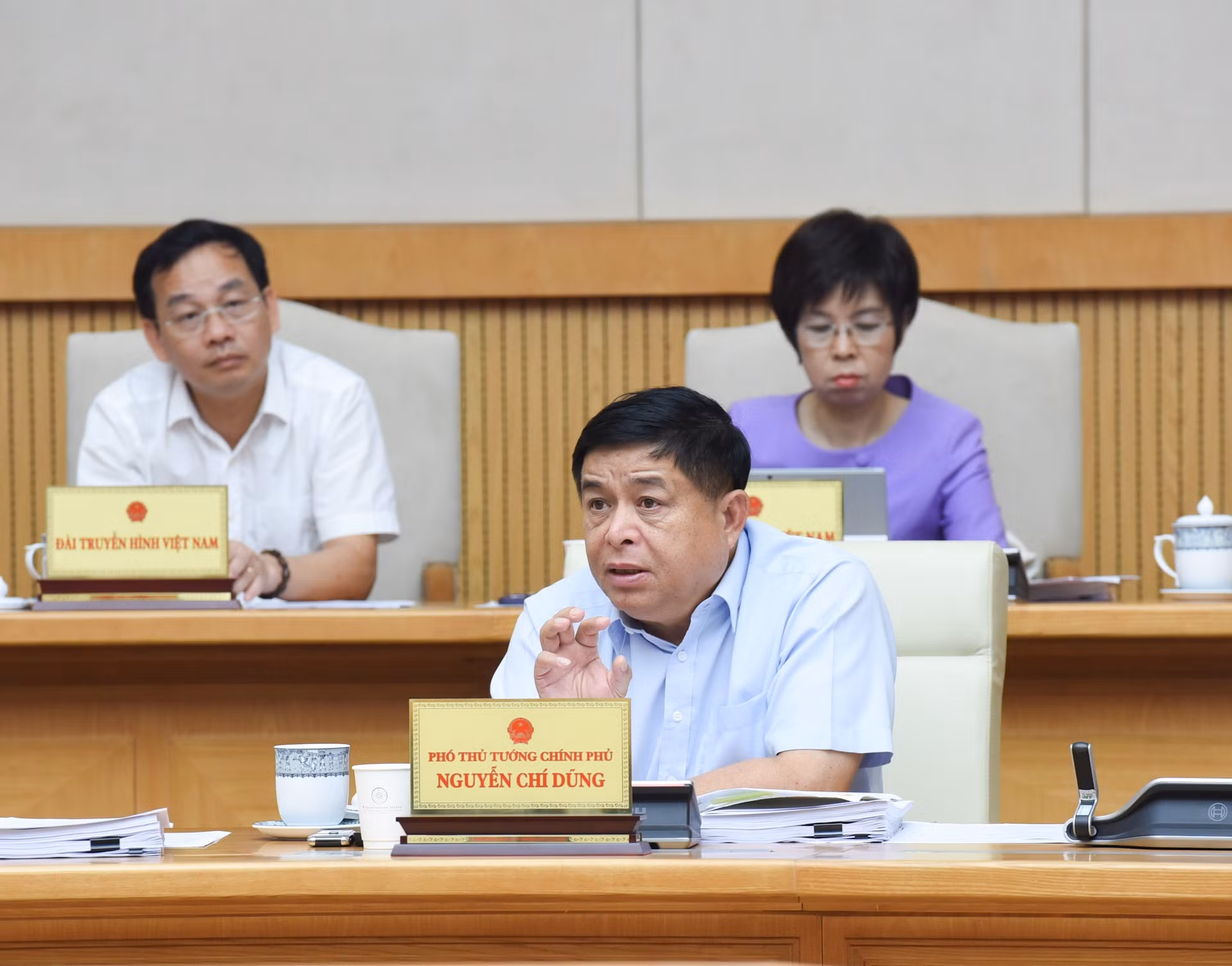 El viceprimer ministro Nguyen Chi Dung expresa su opinión.