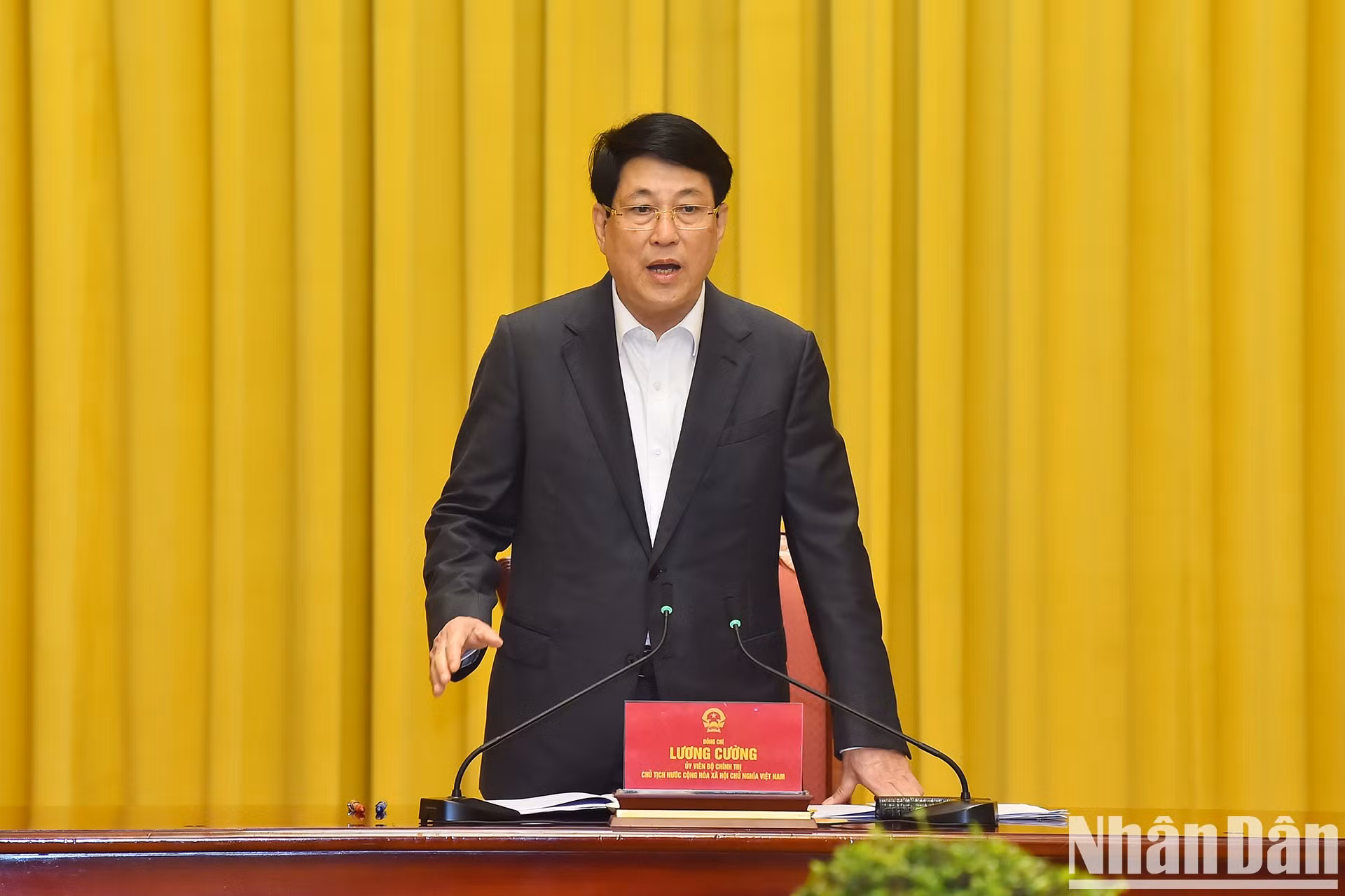 El presidente vietnamita, Luong Cuong, habla en el acto. El presidente vietnamita, Luong Cuong, habla en el acto.