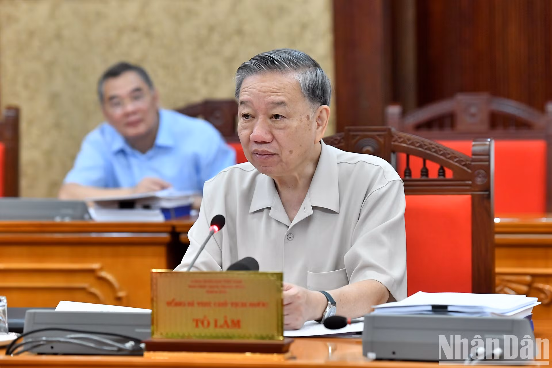 El secretario general del Partido Comunista y presidente de Vietnam, To Lam, habla en la cita.