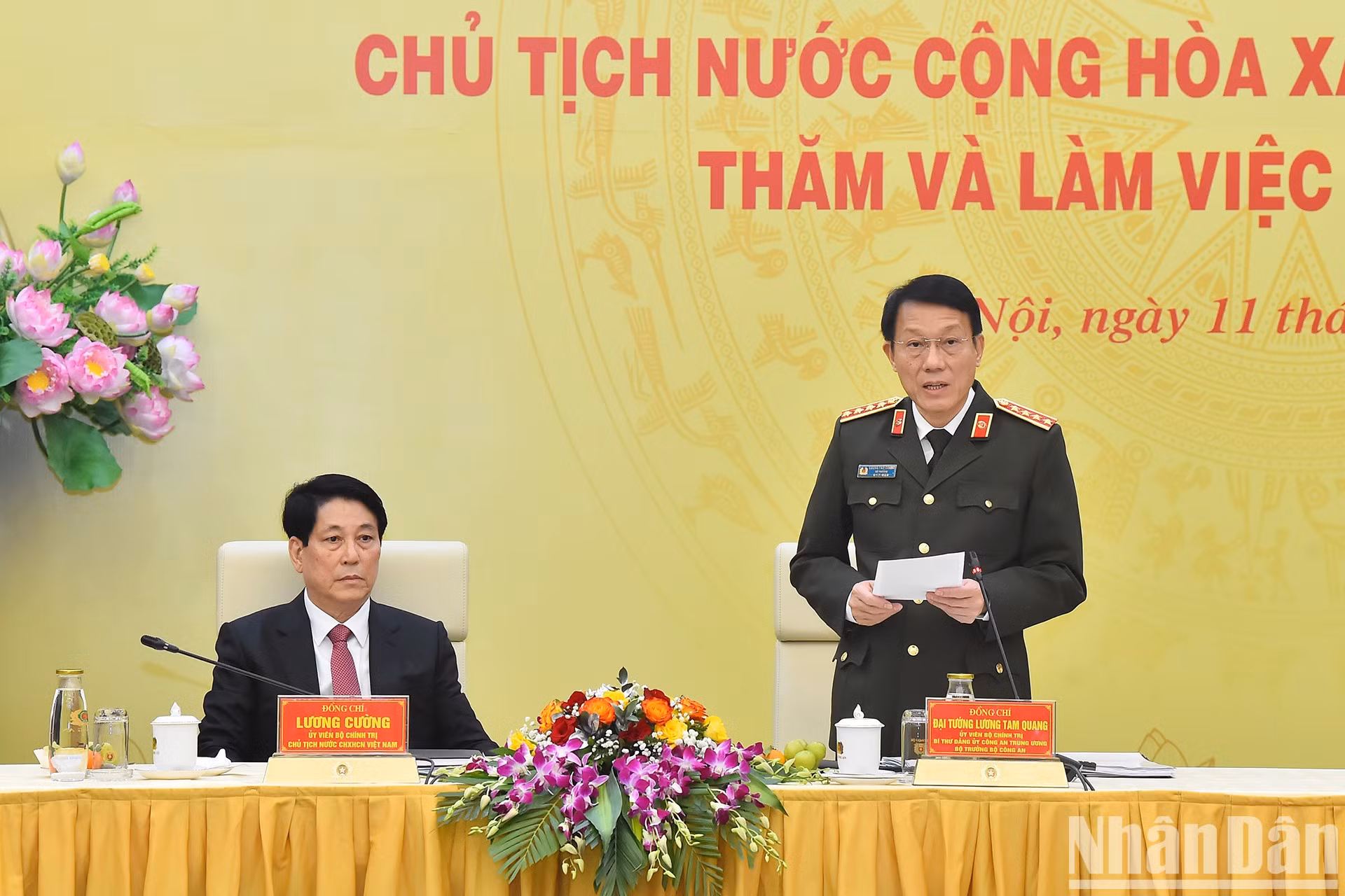 El ministro de Seguridad Pública, Luong Tam Quang, interviene en la cita.