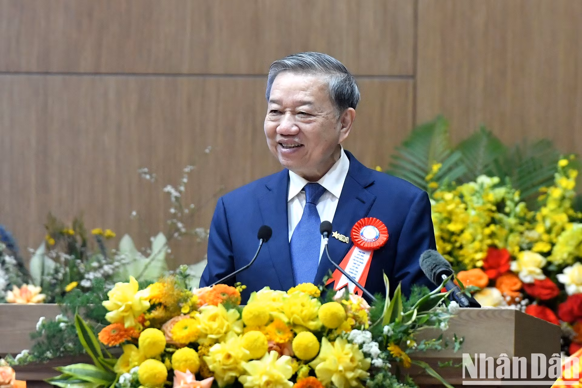 El secretario general del Partido Comunista de Vietnam, To Lam, pronuncia un discurso.
