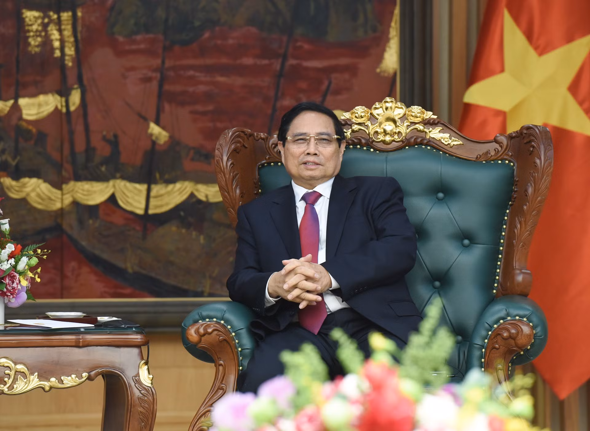 El premier vietnamita, Pham Minh Chinh, habla en la cita.