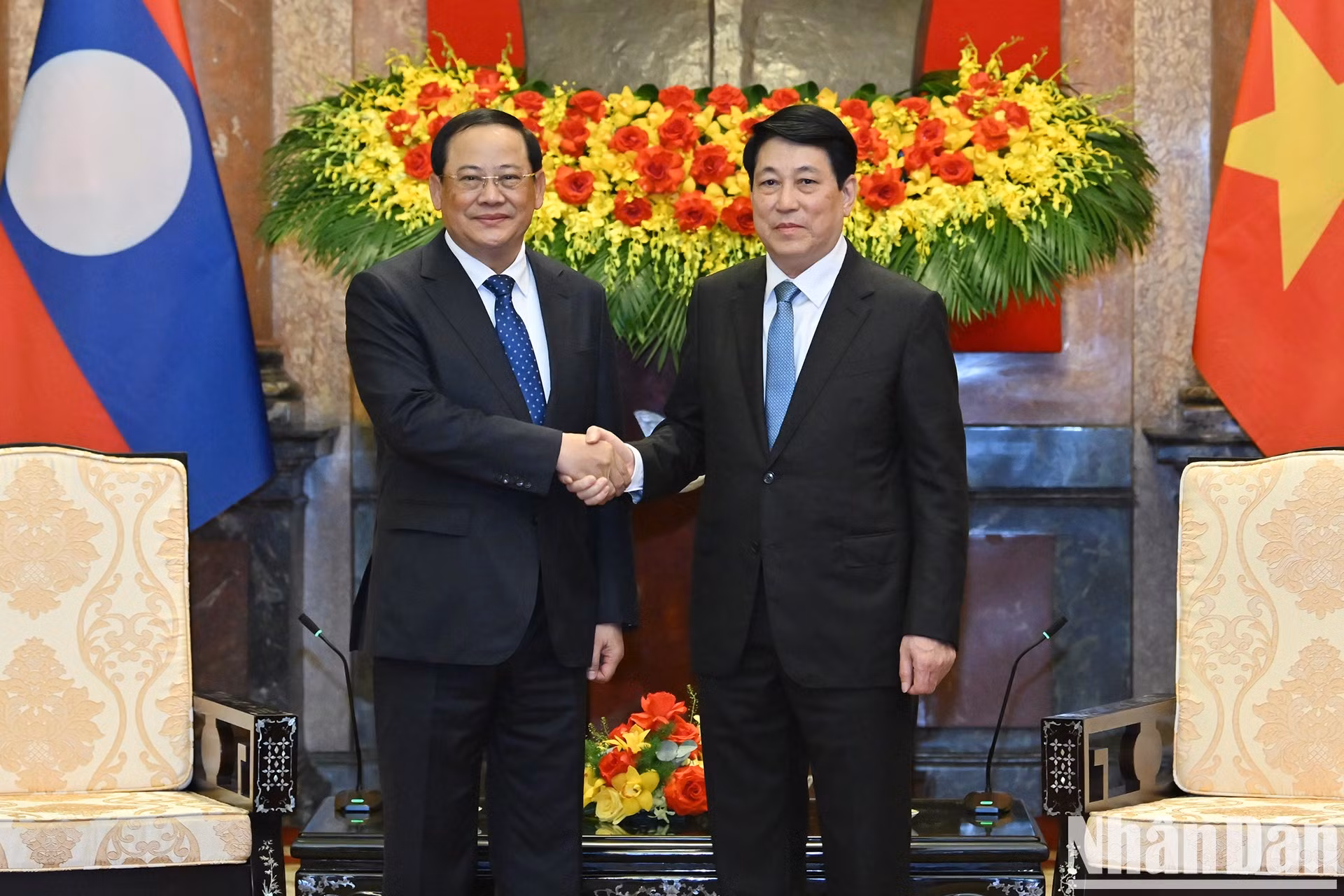El presidente vietnamita, Luong Cuong, y el primer ministro laosiano, Sonexay Siphandone en la cita.