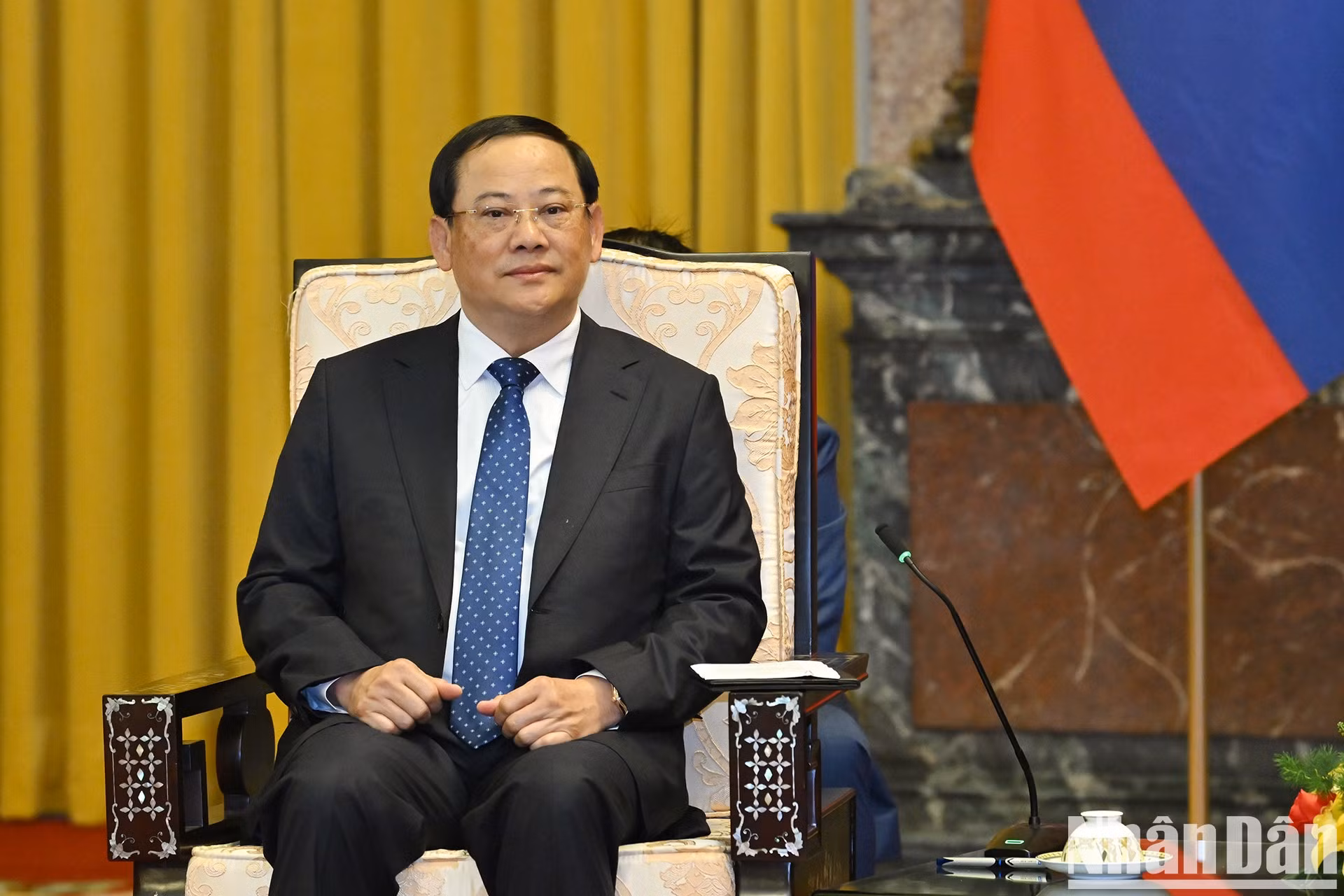 El primer ministro de Laos, Sonexay Siphandone, interviene en el acto.