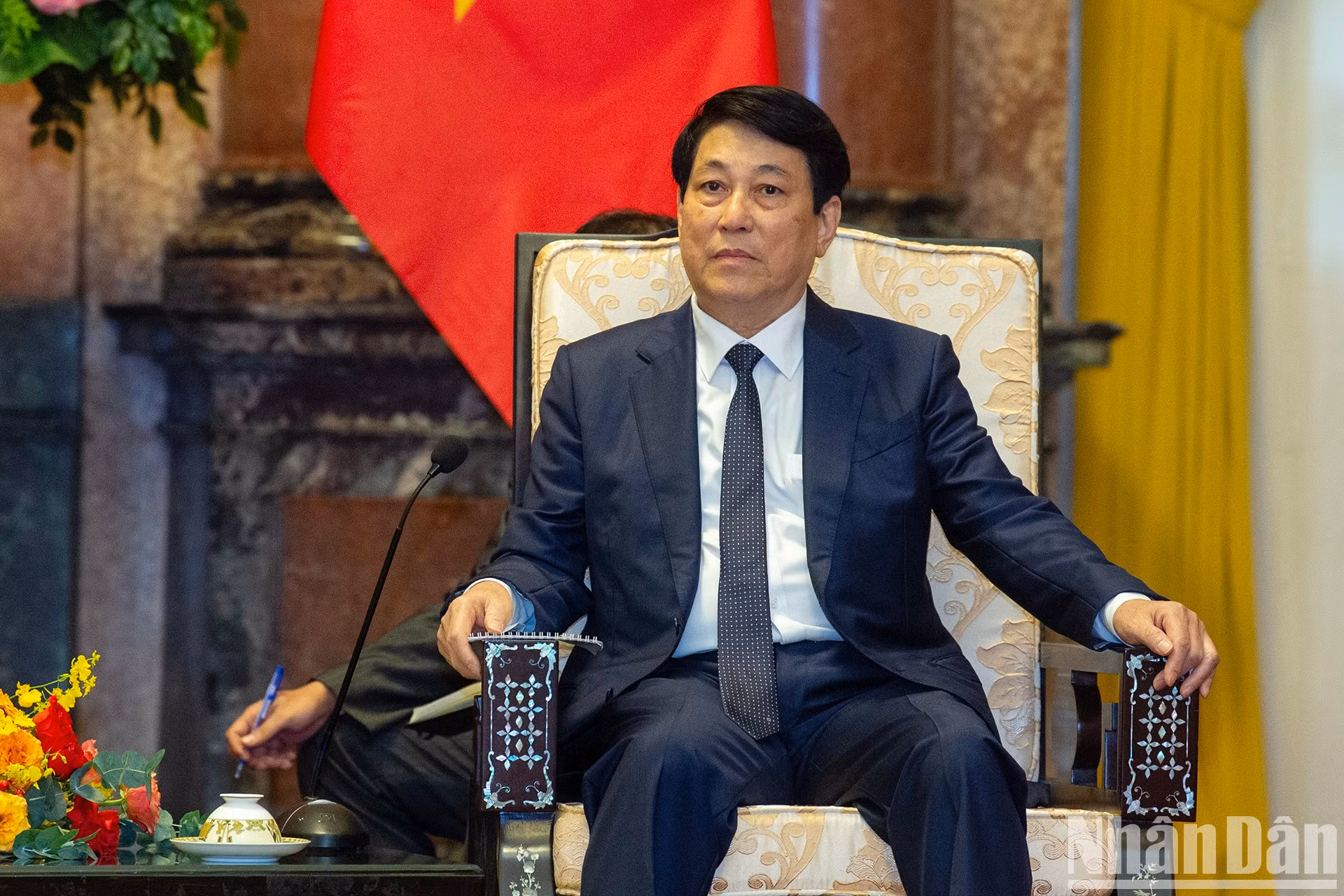 El presidente de Vietnam, Luong Cuong, habla en la cita.