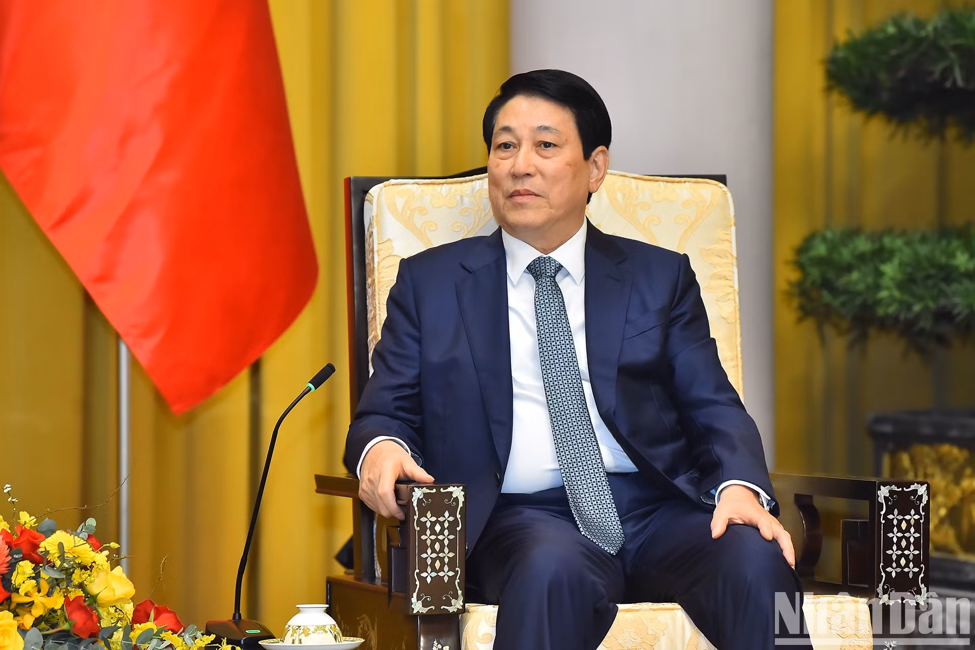 El presidente vietnamita, Luong Cuong, habla en la cita.