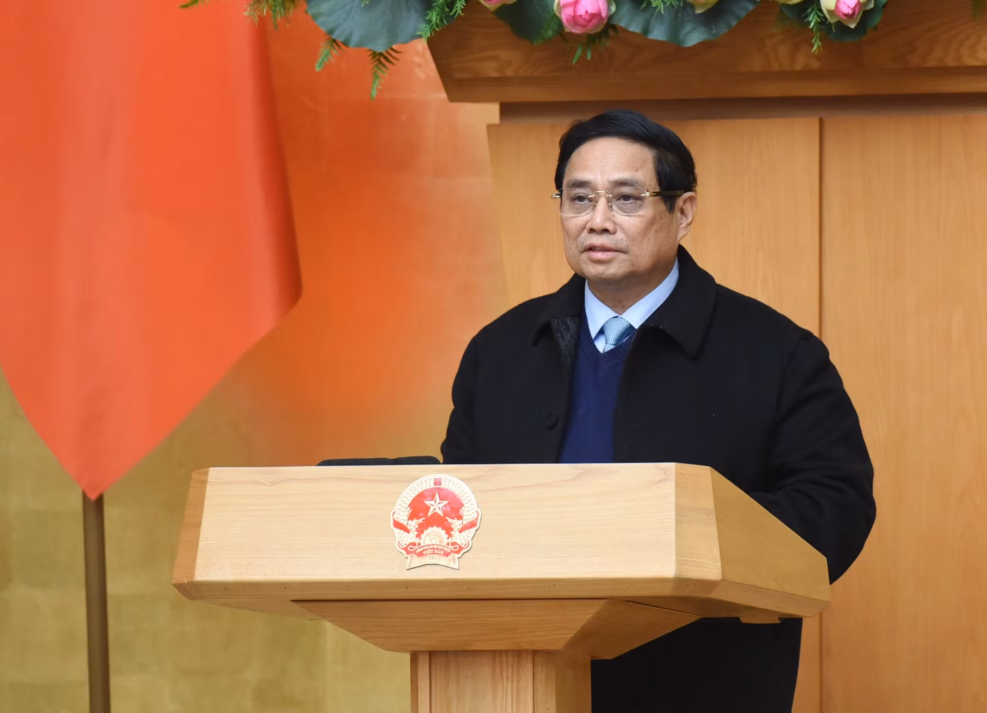 El premier vietnamita, Pham Minh Chinh, habla en la cita. El premier vietnamita, Pham Minh Chinh, habla en la cita.