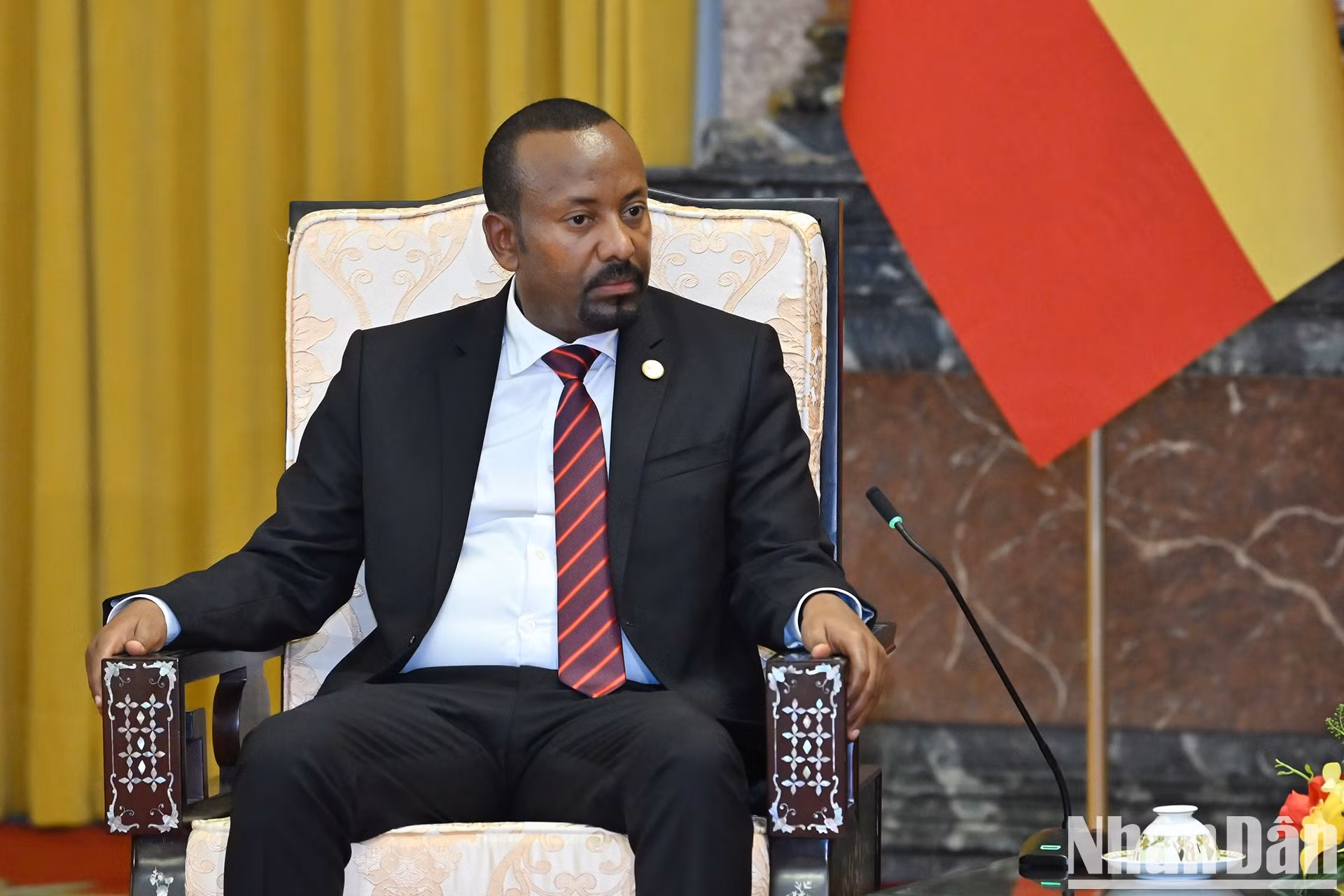 El premier de Etiopía, Abiy Ahmed Ali, habla en la cita.